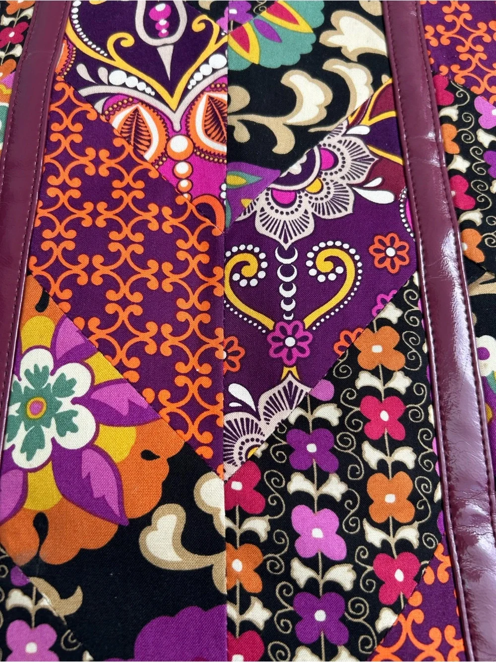 Vera Bradley Bag Suzani Floral Patchwork Purse Tote Bag Plum